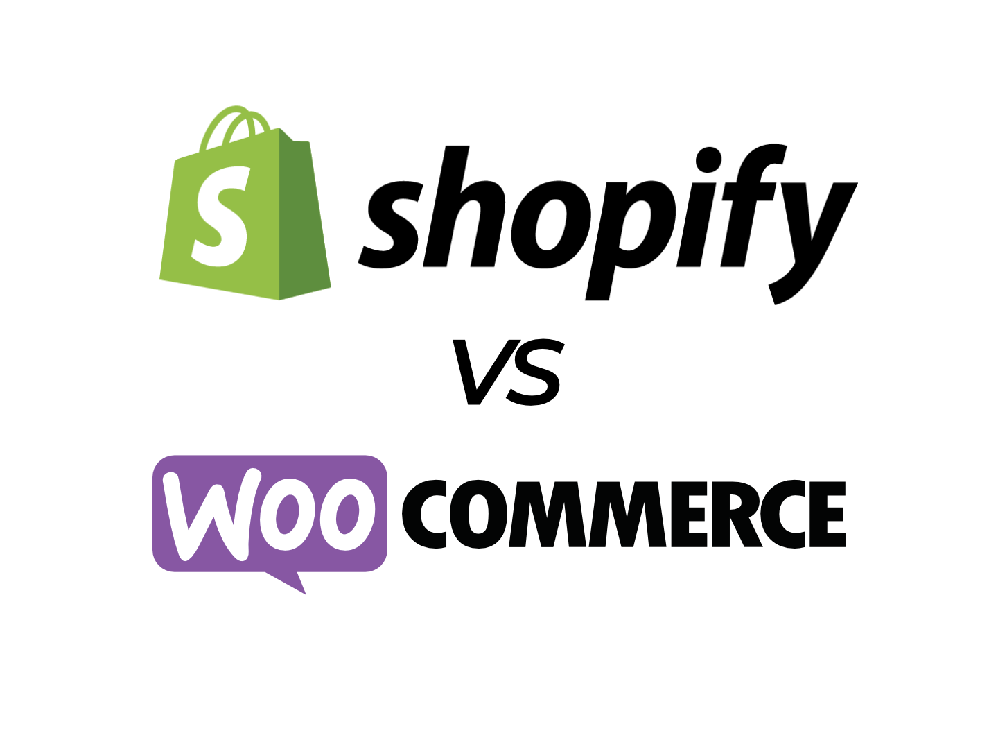 Shopify vs WooCommerce logos